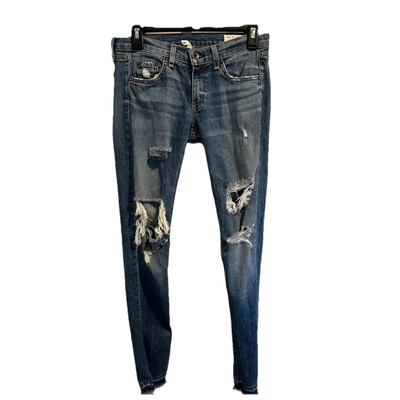 Rag & Bone Women’s 24 Dre Low Rise Slim Boyfriend Distressed Jeans - Picture 1 of 10